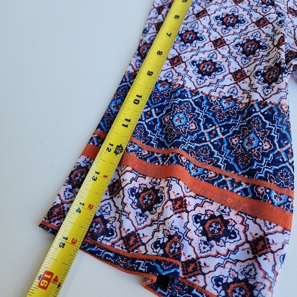 Exclusive One Geo Print Boho Kimono Duster Top Stretch Mesh Lightweight Sz M - Picture 13 of 13